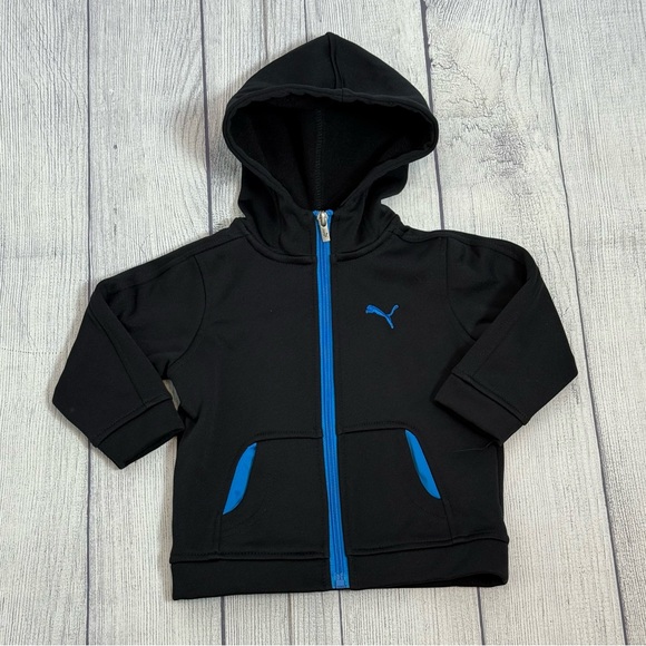 Puma Other - PUMA Baby Boys Black & Blue Zip-Up Hoodie - Size 12M